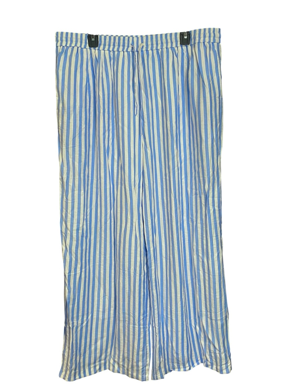 Prettygarden NWT Blue & White Striped Wide Leg Pants Womens Size XXL Lined Flowy